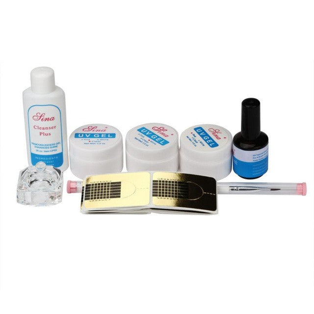 quick-drying water water machine cup White Clear UV Gel Base Top Coat UV Primer Nail Art Brush Tips Kit Set Anne